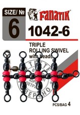FANATIK vortice a T con perle 1042 triplo girevole con perline vortice a croce pesca