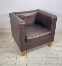 POLTRONA VINTAGE anni 80 SIMIL PELLE CUBO DESIGN COLOR BRONZO SEDIA SALOTTO '900