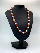 Collana Corallo Rosso Perle Oro Giallo 18 Kt 