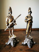 Statuette Giuseppe Vasari figure militari bronzo argentato e dorato