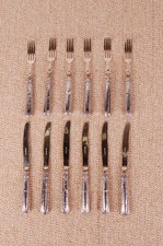 Servizio posate da dolce piccole ferchette coltelli ottone argento 800 Solingen