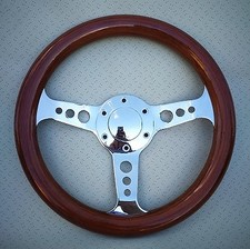 Volante legno razza lucida con fori tondi mm 310- Wood steering wheel with holes