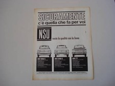 advertising Pubblicità 1968 NSU 1000 C/1200 C/TT