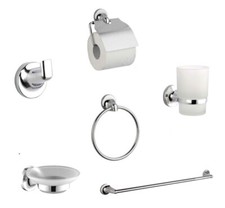 KIT COMPLETO 6 ACCESSORI BAGNO ASTA SAPONE WC GANCIO PORTA ASCIUGAMANO 03902