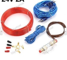 KIT CAVI AUDIO FUSIBILE AUTO INSTALLAZIONE SUB WOOFER AMPLIFICATORE CASSE STEREO