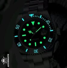 ? Addiesdive Submarlner Nero Gomma Movimento Miyota 2115 Sub 200m Orologio Uomo