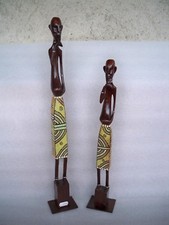 SET DUE STATUE LEGNO ETNICO DIPINTO A MANO