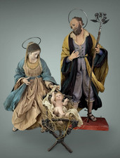 Sacra Famiglia Nativita' vestita Arte presepiale presepe Napooletano 42 cm