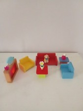 Salottino Con Bambolina In Legno In Miniatura Nuovo