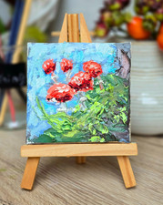 Quadro olio funghi rossi 7x7