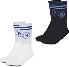 SSC Napoli, Set 2 Paia Calze, Pacco da 2, Calze con Logo, Bianco Nero Originali