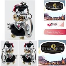 N.1 BOMBONIERA LAUREA GUFO LAUREATO Cm.5 a PORTACHIAVI ARGENTATO SMALTATO 50350