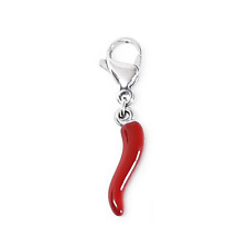 Ciondolo con Moschettone CORNO PORTAFORTUNA cornetto ROSSO per Bracciale Collana