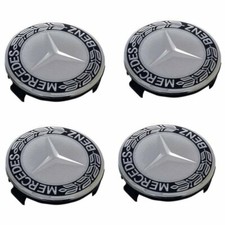 4 TAPPI COPRIMOZZO 75MM ARGENTPER MERCEDES CERCHI IN LEGA CLASSE A B C E GLA