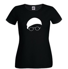 T-shirt Lucio Dalla nera donna cotone cantante cappello musica taglio femminile