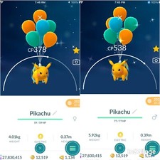 Pokemon Pikachu Lucido Volare Con Palloncini Blu GO - TRA'DE - Leggi Descrizione