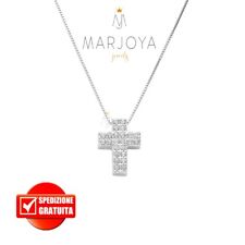 Collana con croce di zirconi bianchi in argento 925 rodiato