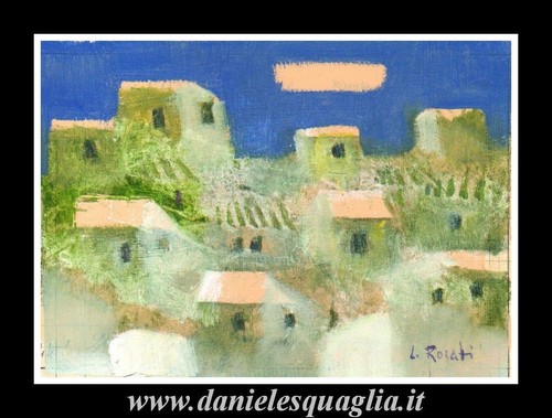 Paesaggio con case borgo - paesaggio,