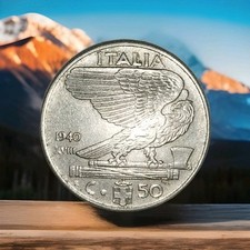 Moneta 50 centesimi 1940 Italia Vittorio Emanuele III difetti di conio 