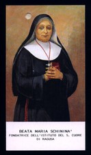 reliquia cartolina sacra -santino con reliquia B.MARIA SCHININA'