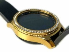 Lunetta strass DIAMANTE classica placcata ORO 24K Samsung Gear S3 personalizzata