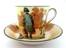 RARA ANTICA LATTINA E PIATTINO DA CAFFÈ SERIE ROYAL DOULTON - COACHING DAYS E3804