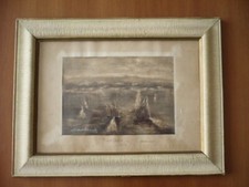 RICCIONE - ACQUATINTA - QUADRO - NOTTURNO SPIAGGIA ANNI 50 - BELLO!!!