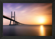 vasco da gama bridge at sunset