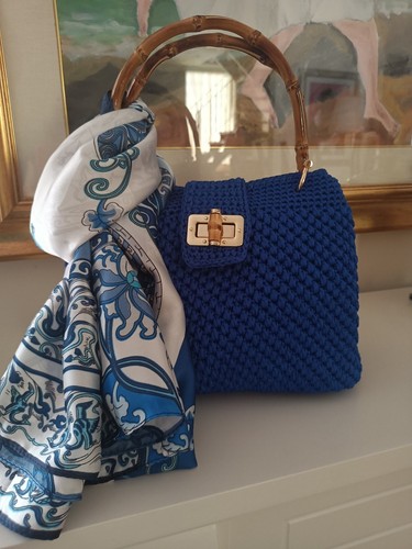 Borsa azzurra handmade - borsa,