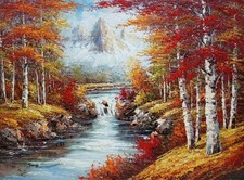 QUADRO MODERNO DIPINTO A MANO OLIO SU TELA SPATOLA PAESAGGIO MONTANO XXL