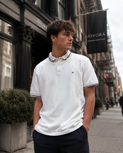 Polo tommy hilfiger bianca blu - tommy,