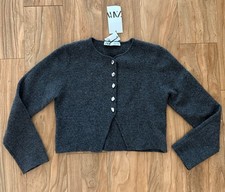 Zara CARDIGAN GRIGIO CROPPED