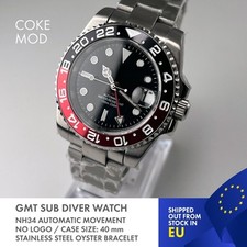 Orologio Sub Diver Rosso Nero GMT Cassa Acciaio St. 40mm / Mod Coca Cola /...