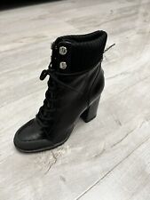 Arezzo Stivaletti stringati in pelle con tacco, nero, UK 6, EU 39