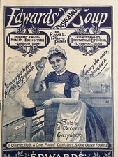 PUBBLICITA' 1887 EDWARDS' DESICCATED SOUP ROYAL LETTERS ADV CUCINA FREDK KING