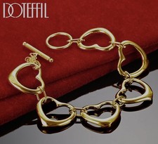 BRACCIALE 20 CM CATENA DI CUORI COLORE ORO CHIUSURA O-T