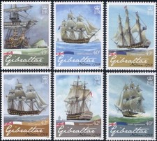 Gibilterra 2008 Ammiraglio Nelson Anniv/Navi Marina Vela Trafalgar Battaglia 6v MNH/1