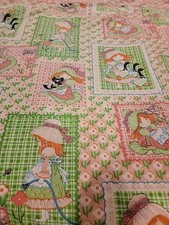 Tende floreali vintage kitsch simpatiche ragazza gatto 2 pannelli retrò anni 60 70 rosa verde