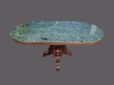 TAVOLO OVALE CON PIANO IN MARMO VERDE EPOCA 900
