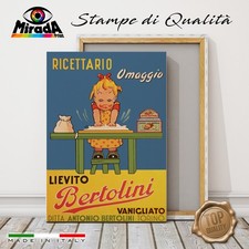 QUADRO VINTAGE LIEVITO BERTOLINI RICETTARIO MARIAROSA FARINA STAMPA TELA CANVAS