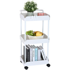 Carrello Multiuso 3 Ripiani a Rotelle Carrello Portaoggetti 370X355X761 Mm Ruote