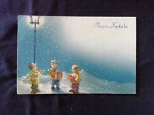 Cartolina Buon Natale Bambini Musicanti con Lampione SAEMEC S/415 Z596