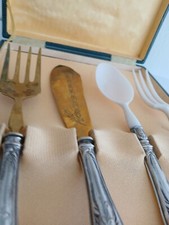 SERVIZIO 4 POSATE ARGENTO 800 STILE INGLESE PER PIETANZE CONTORNI CARNI anni 60