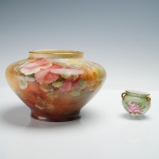 2 pezzi - Vaso in porcellana francese Limoges e mini giardiniere da appendere