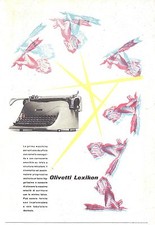 PUBBLICITA' 1953 OLIVETTI LEXIKON DESIGN MACCHINA DA SCRIVERE CARRELLO MONOGUIDA