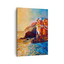 Quadro su Tela 50x70cm Manarola Colorato Olio Stampe Immagini Quadri Murale