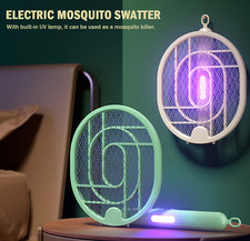 RACCHETTA ZANZARIERA ELETTRICA RICARICABILE LED UV TRAPPOLA ANTI ZANZARE MOSCHE