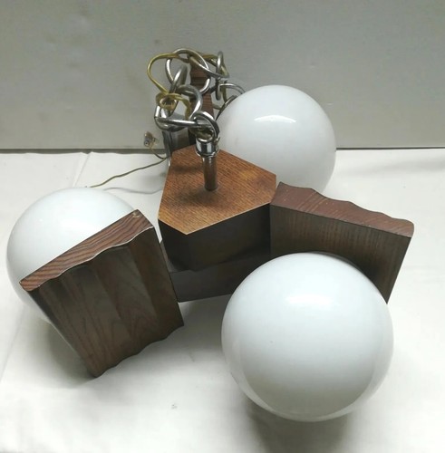 Lampadario tre luci legno - lampadario,