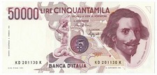50000 LIRE GIAN LORENZO BERNINI I TIPO LETTERA D 25/01/1990 FDS-/FDS