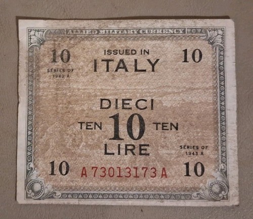 1943 italy lire note - a, 10